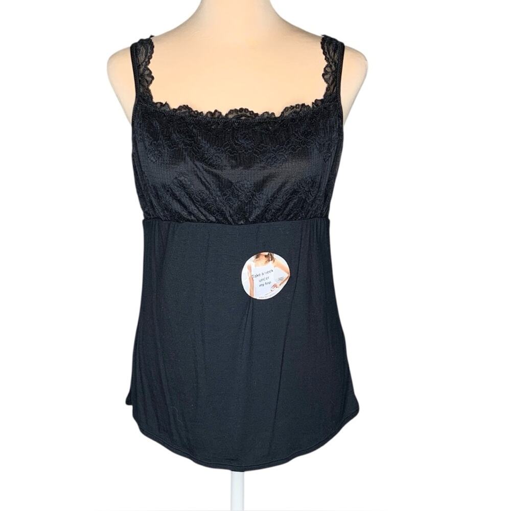 Felina Babydoll Wide Lace Cami XL Hidden Shaper Liner Camisole Feminine NWOT